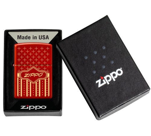 Зажигалка ZIPPO с покрытием Metallic Red, латунь/сталь, красная, 38x13x57 мм