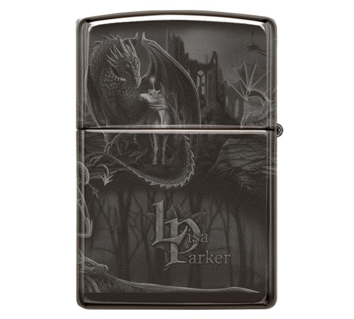Зажигалка ZIPPO Lisa Parker с покрытием High Polish Black, латунь/сталь, чёрная, 38x13x57 мм