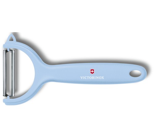 Нож для чистки томатов и киви VICTORINOX, двусторонее зубчатое лезвие, голубая рукоять