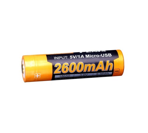 Аккумулятор 18650 Fenix 2600U mAh с разъемом для USB, ARB-L18-2600U