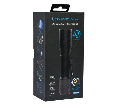 Ручной фонарь SKYWOODS WILD, 2500 люмен, USB-Type C, холодный свет, IP67