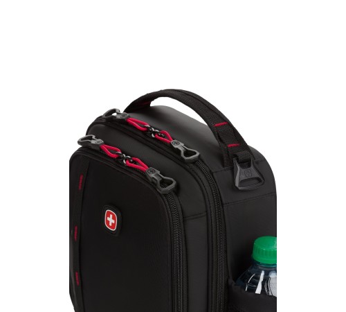 Термосумка для ланча SWISSGEAR, прорезиненный полиэстер 600D, черный/красный, 23х8х27 см, 5 л
