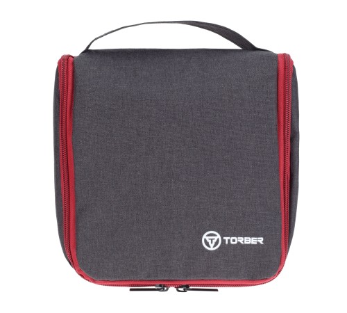 Несессер TORBER, дорожный, чёрный/бордовый, полиэстер 300D, 20 х 18 х 8 см