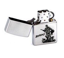 Зажигалка ZIPPO Duck Hunting, с покрытием Satin Chrome™, латунь/сталь, серебристая, 38x13x57 мм
