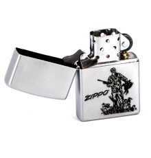 Зажигалка ZIPPO Duck Hunting, с покрытием Satin Chrome™, латунь/сталь, серебристая, 38x13x57 мм