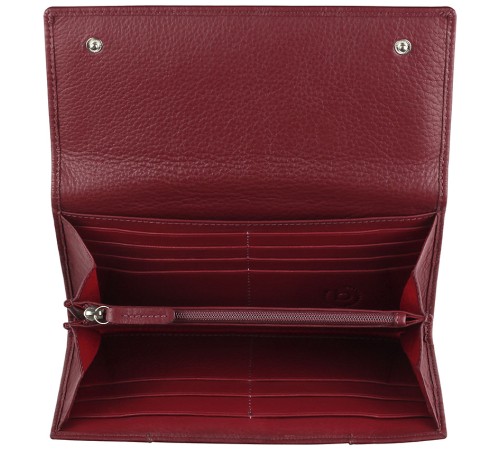 Кошелёк женский BUGATTI Lady Top, красный, натуральная воловья кожа, 20х2,5х10,5 см