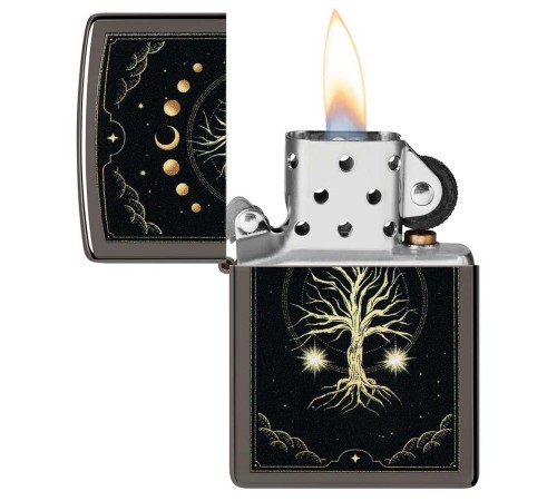 Зажигалка ZIPPO Mystic Nature Design с покрытием Black Ice®, латунь/сталь, черная, 38x13x57 мм
