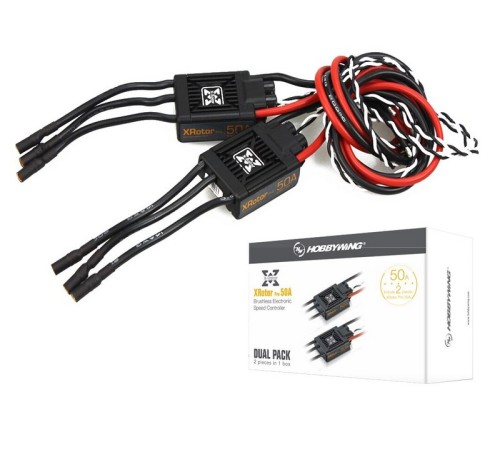 Бесколлекторный регулятор Hobbywing XRotor Pro-50A--Dual Pack (50A-70A, Copter)