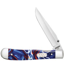 Нож перочинный ZIPPO Patriotic Kirinite Smooth Trapperlock, 105 мм, синий + ЗАЖИГАЛКА ZIPPO 207