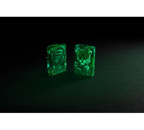 Набор из двух зажигалок ZIPPO Загадки леса с покрытием Glow-in-the-Dark Green, зелёные, глянецевые