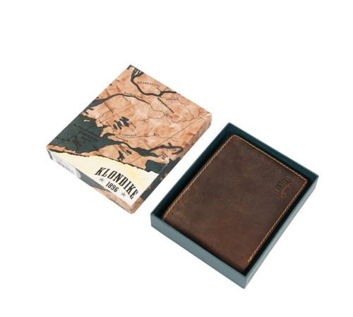 Бумажник KLONDIKE Yukon, натуральная кожа в коричневом цвете, 12,5 х 3 х 9,5 см