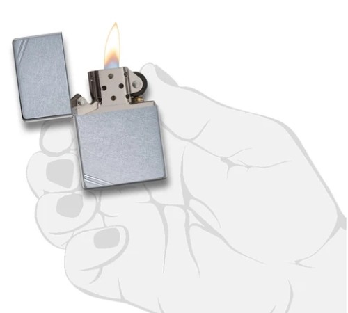 Зажигалка ZIPPO Vintage с покрытием Street Chrome™, латунь/сталь, серебристая, матовая, 38x13x57 мм