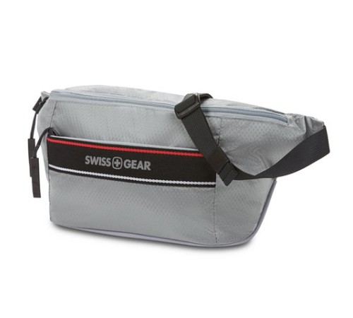 Сумка на пояс SWISSGEAR, светло-серая, полиэстер с плетением рип-стоп, 38 x 5 x 15 см