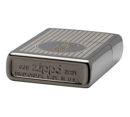 Зажигалка ZIPPO Founder's Day с покрытием Black Ice®, латунь/сталь, чёрная, глянцевая, 38x13x57 мм