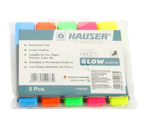 Набор: Текстовыделитель Hauser Glow - 5шт