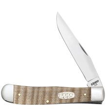 Нож перочинный ZIPPO Natural Curly Maple Wood Trapper, 105 мм, бежевый + ЗАЖИГАЛКА ZIPPO 207