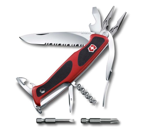 Нож перочинный VICTORINOX RangerGrip 174 Handyman, 130 мм, 17 фнк, с фиксатором, красный с чёрным