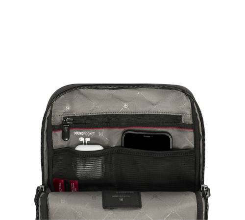 Сумка через плечо VICTORINOX Architecture Urban2 Crossbody Bag, черный, полиэстер/кожа, 22x9x28 см, 6 л