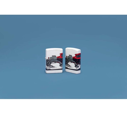 Зажигалка ZIPPO Hot Rod Design с покрытием 540 Matte, латунь/сталь, белая, матовая, 38x13x57 мм