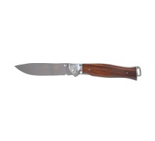 Нож складной Stinger, 105 мм (серебристый), рукоять: сталь/дерево (серебр.-корич.), коробка картон