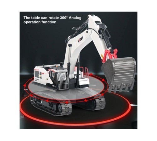 Радиоуправляемый экскаватор HUI NA TOYS, серый 2.4G 22CH 1/14 RTR