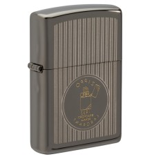 Зажигалка ZIPPO Founder's Day с покрытием Black Ice®, латунь/сталь, чёрная, глянцевая, 38x13x57 мм