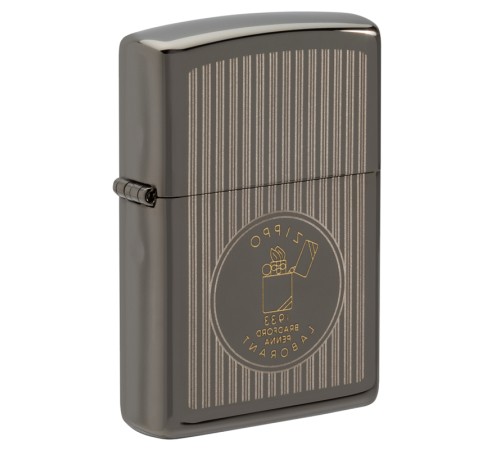 Зажигалка ZIPPO Founder's Day с покрытием Black Ice®, латунь/сталь, чёрная, глянцевая, 38x13x57 мм