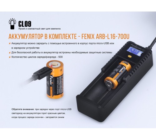 Фонарь Fenix CL09 серый, CL09GY