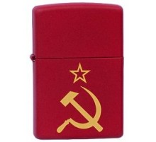Зажигалка ZIPPO Серп и Молот, с покрытием Red Matte, латунь/сталь, красная, матовая, 38x13x57 мм