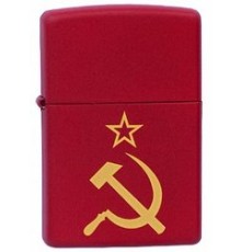 Зажигалка ZIPPO Серп и Молот, с покрытием Red Matte, латунь/сталь, красная, матовая, 38x13x57 мм