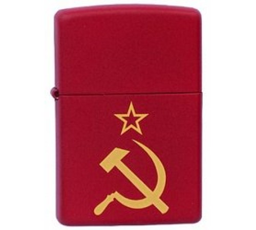 Зажигалка ZIPPO Серп и Молот, с покрытием Red Matte, латунь/сталь, красная, матовая, 38x13x57 мм