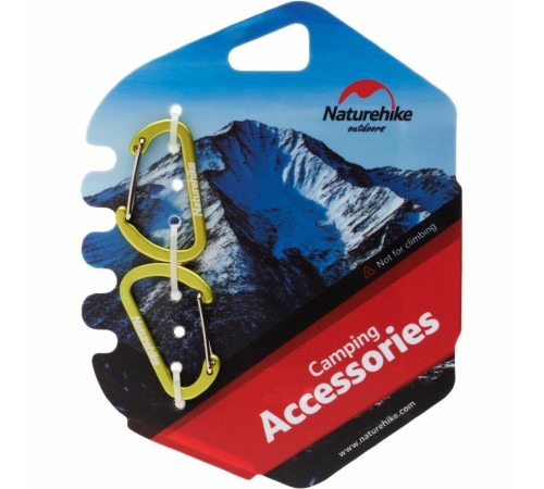 Карабин Naturehike NH15A004-H  D-образный мини 4см 2 упаковки зеленый, 6927595717325