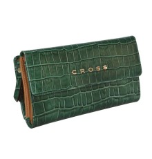 Кошелёк Cross Bebe Coco, кожа наппа фактурная, цвет зелёный/рыжий, 19,5 х 10,5 х 3 см
