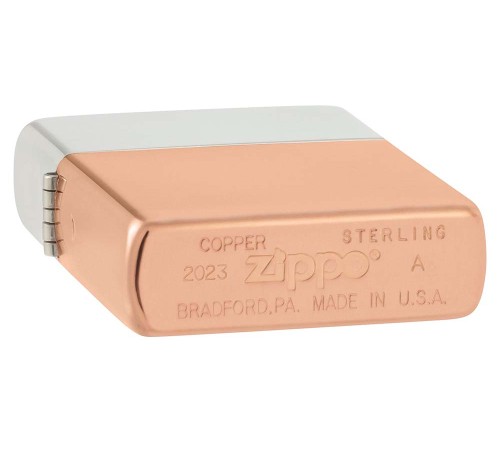 Зажигалка ZIPPO Bimetal с двойным металлическим покрытием, медь/латунь/сталь, медная, 38x13x57 мм