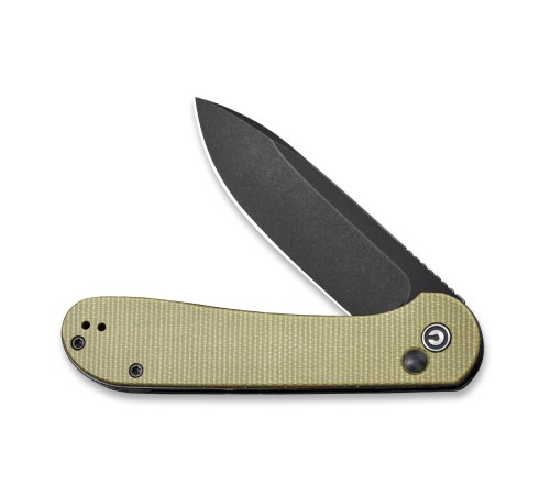 Складной нож CIVIVI Button Lock Elementum 14C28N Steel Black Stonewashed Handle G10 Olive Micarta