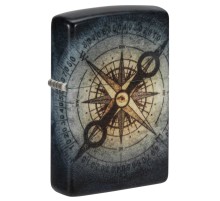 Зажигалка ZIPPO Compass Ghost с покрытием Glow In The Dark Green, латунь/сталь, черная, 38x13x57 мм