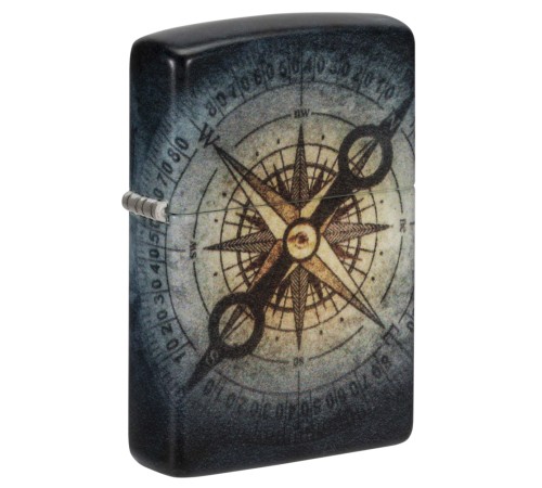 Зажигалка ZIPPO Compass Ghost с покрытием Glow In The Dark Green, латунь/сталь, черная, 38x13x57 мм