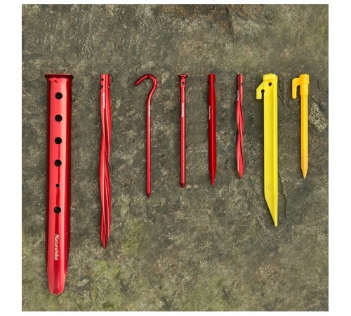 Колышки Naturehike NH17D027-D алюминиевые  для палатки (6 шт.) 17 см, красные, 6927595723371