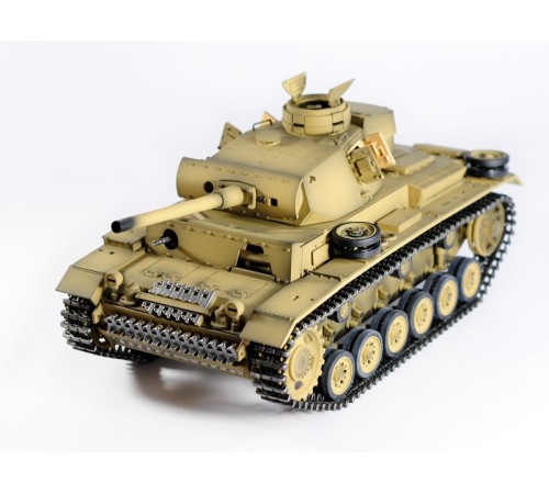 Р/У танк Taigen 1/16 Panzerkampfwagen III (Германия) дым, свет (для ИК боя) V3 2.4G RTR пустыня