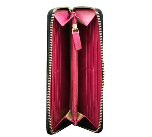 Кошелёк Cross Bebe Coco, кожа наппа фактурная, цвет чёрный/розовый, 18,8 х 10,2 х 1,5 см