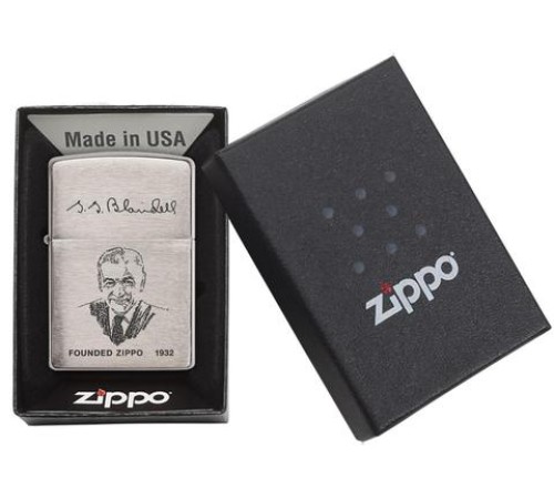 Зажигалка ZIPPO G. Blaisdell, с покрытием Brushed Chrome, латунь/сталь, серебристая, 36x12x56 мм