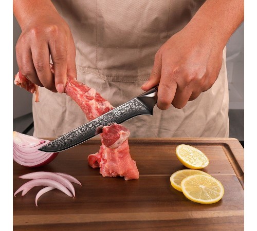 Нож обвалочный из дамасской стали Keemake 6 Inch Boning Knife Phoenix, бежевый