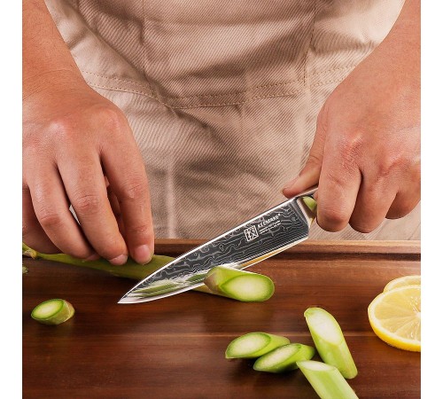 Нож универсальный из дамасской стали Keemake 5 Inch Utility Knife Phoenix, бежевый