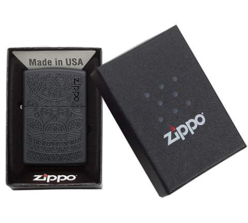 Зажигалка ZIPPO Tone on Tone Design с покрытием Black Matte, латунь/сталь, чёрная, 38x13x57 мм