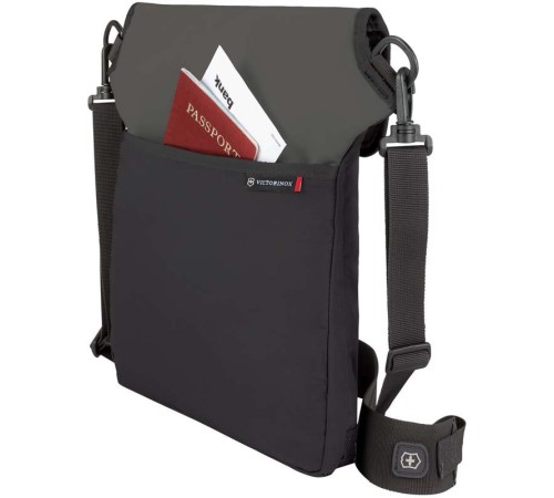 Сумка наплечная VICTORINOX Altmont™ 3.0 Flapover Bag, чёрная, нейлон Versatek™, 27x6x32 см, 5 л