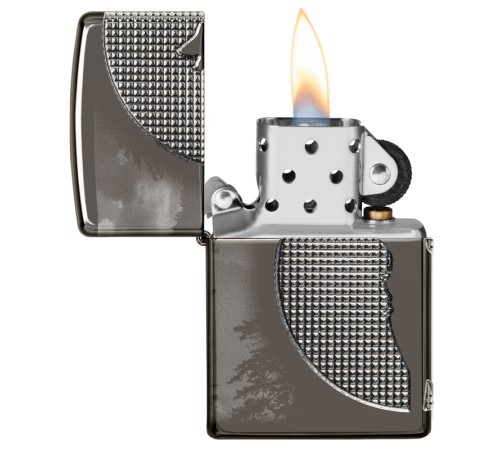 Зажигалка ZIPPO Armor™ Wolf  с покрытием High Polish Black Ice®, латунь/сталь, чёрная, 38x13x57 мм