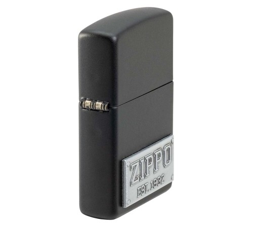 Зажигалка ZIPPO License Plate с покрытием Black Matte, латунь/сталь, черная, 38x13x57 мм