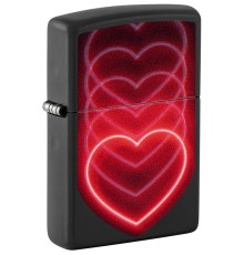 Зажигалка ZIPPO Hearts Design с покрытием Black Light, латунь/сталь, черная, матовая, 38x13x57 мм