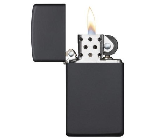 Зажигалка ZIPPO Slim® с покрытием Black Matte, латунь/сталь, чёрная, матовая, 29x10x60 мм