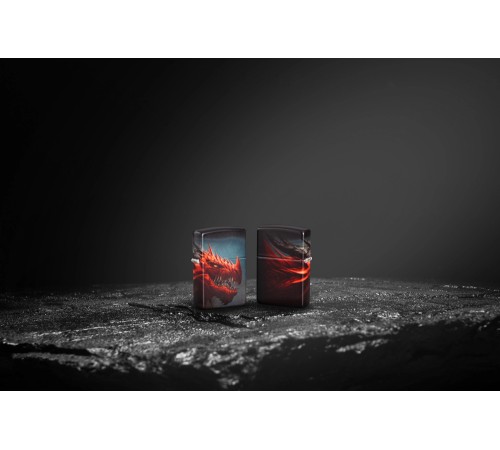 Зажигалка ZIPPO Dragon Design с покрытием 540 Matte, латунь/сталь, черная, 38x13x57 мм
